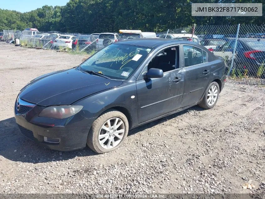 2007 Mazda Mazda3 I VIN: JM1BK32F871750062 Lot: 40320711