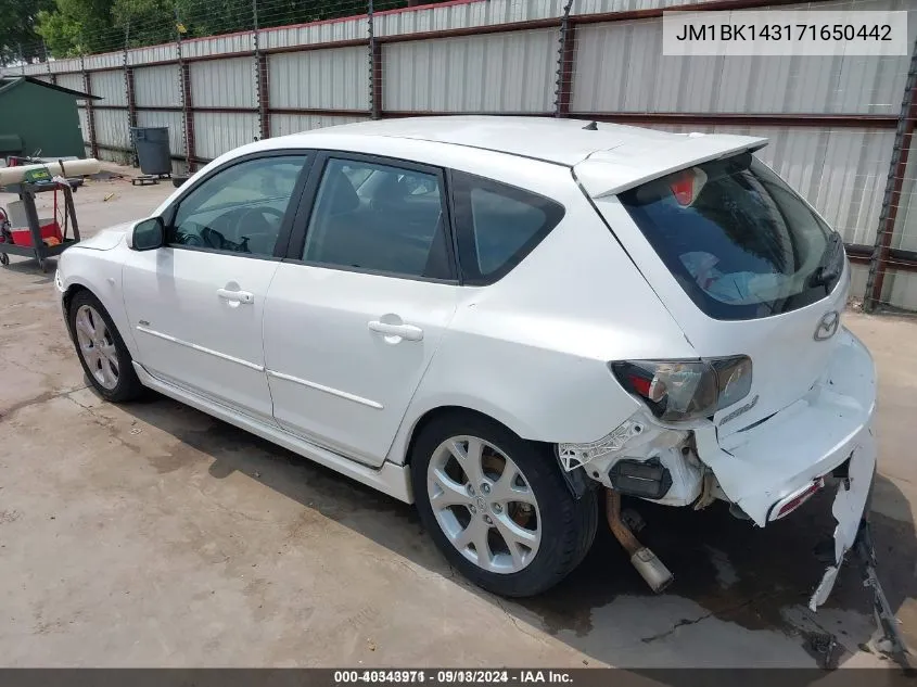 2007 Mazda Mazda3 VIN: JM1BK143171650442 Lot: 40343971