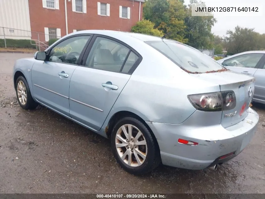 2007 Mazda Mazda3 I VIN: JM1BK12G871640142 Lot: 40410107