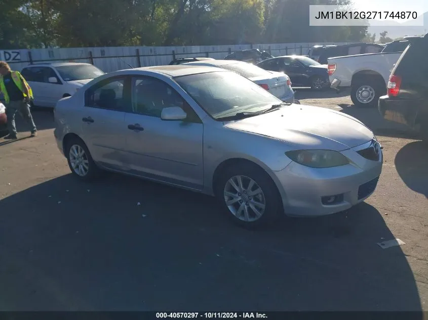 2007 Mazda 3 I VIN: JM1BK12G271744870 Lot: 40570297