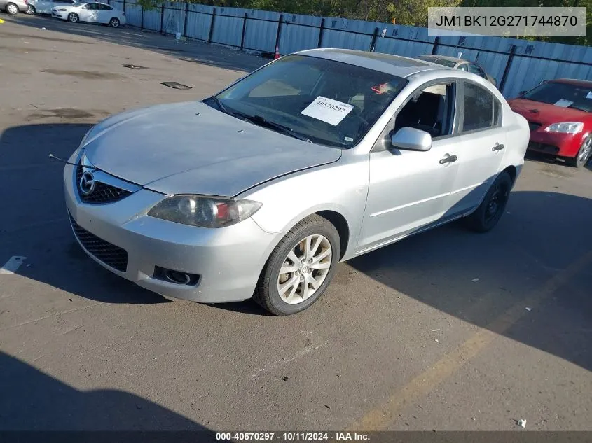 2007 Mazda 3 I VIN: JM1BK12G271744870 Lot: 40570297