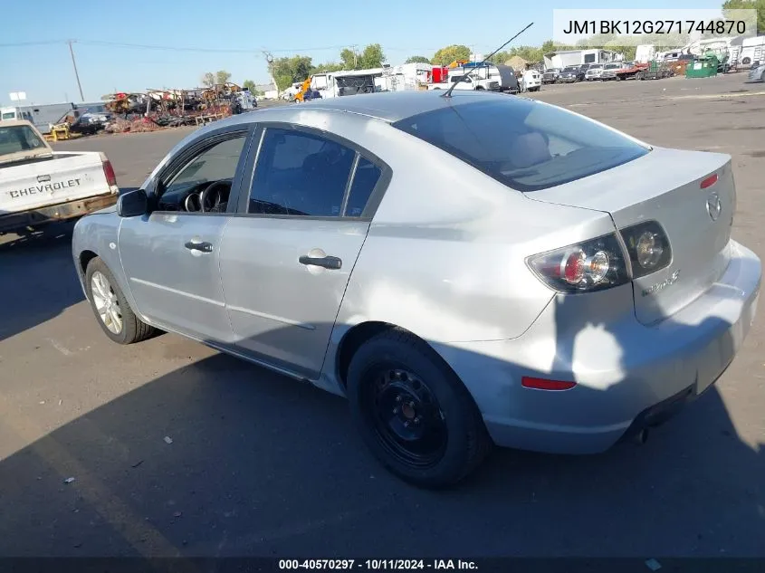 2007 Mazda 3 I VIN: JM1BK12G271744870 Lot: 40570297