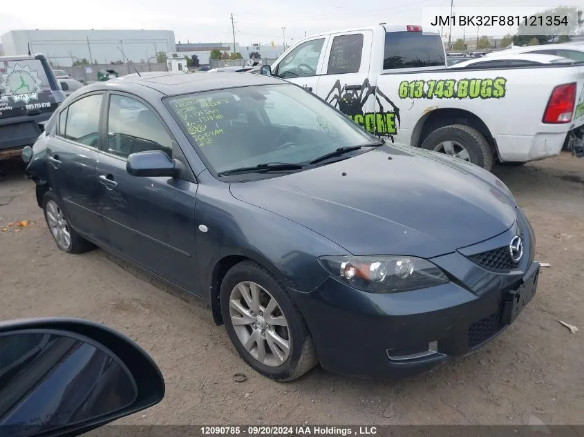 2008 Mazda Mazda3 VIN: JM1BK32F881121354 Lot: 12090785