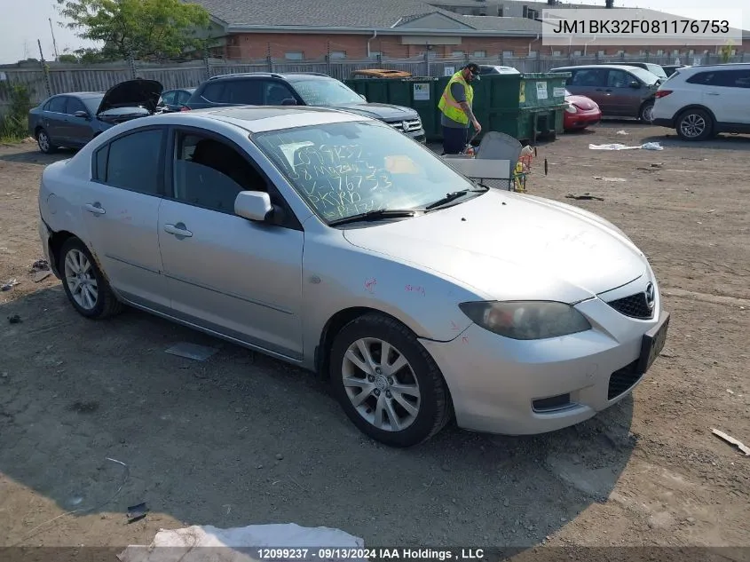 2008 Mazda Mazda3 VIN: JM1BK32F081176753 Lot: 12099237