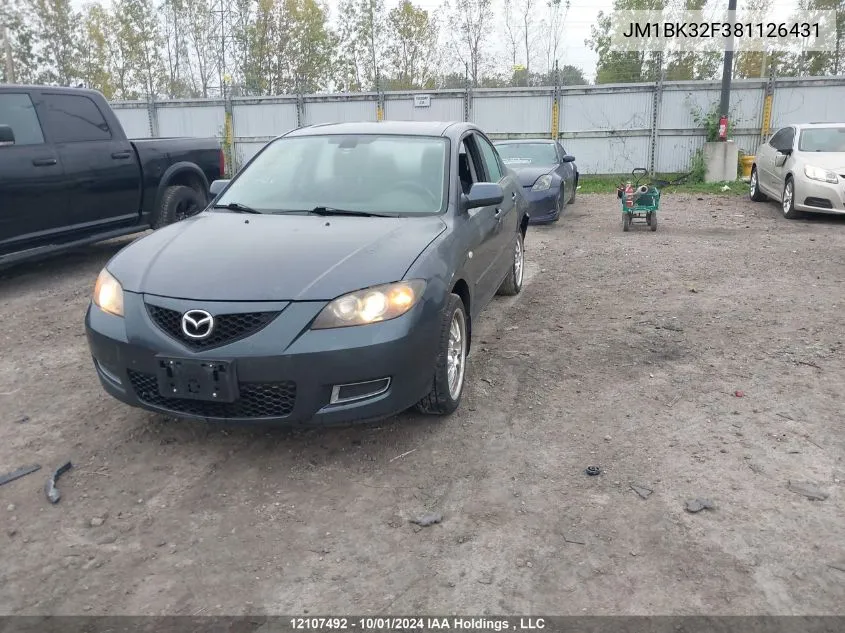 JM1BK32F381126431 2008 Mazda 3 I