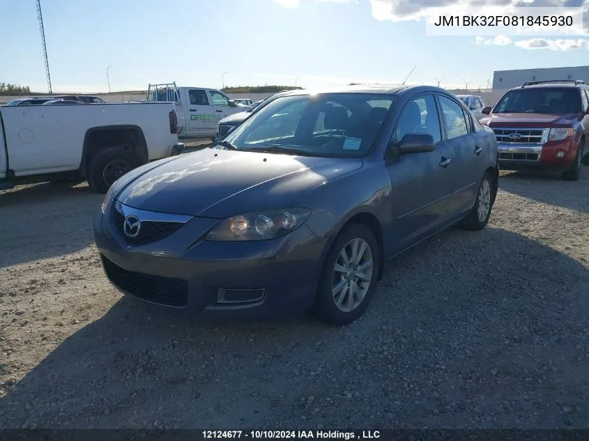 2008 Mazda Mazda3 VIN: JM1BK32F081845930 Lot: 12124677