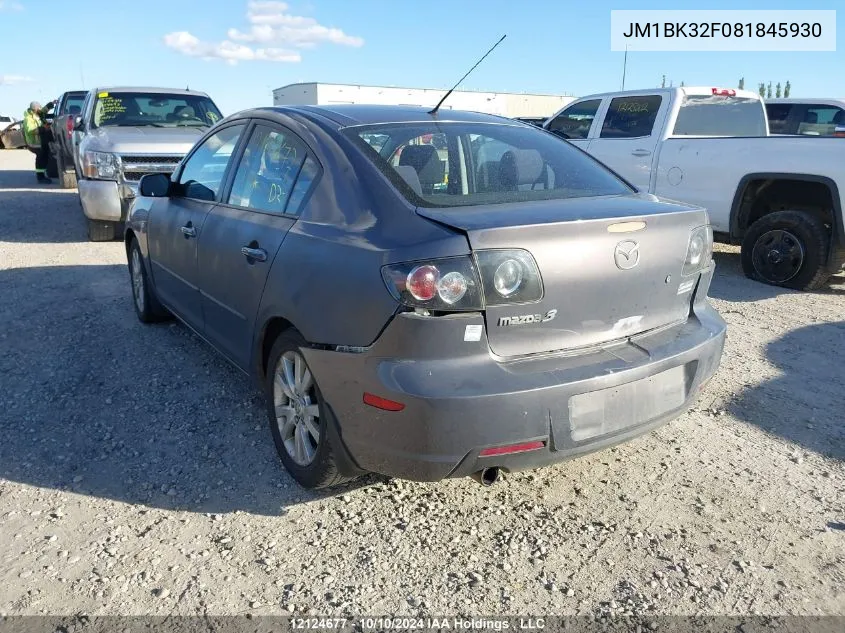 2008 Mazda Mazda3 VIN: JM1BK32F081845930 Lot: 12124677