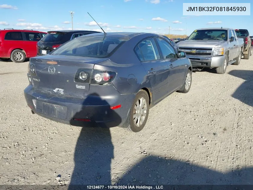 2008 Mazda Mazda3 VIN: JM1BK32F081845930 Lot: 12124677