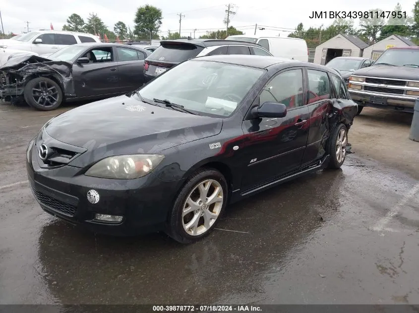 JM1BK343981147951 2008 Mazda Mazda3 S Touring