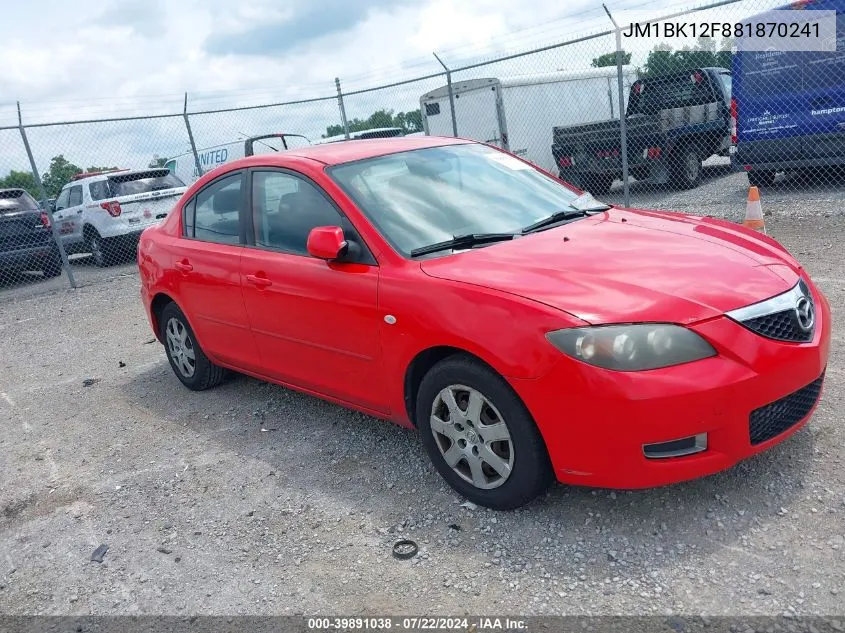 JM1BK12F881870241 2008 Mazda Mazda3 I Sport