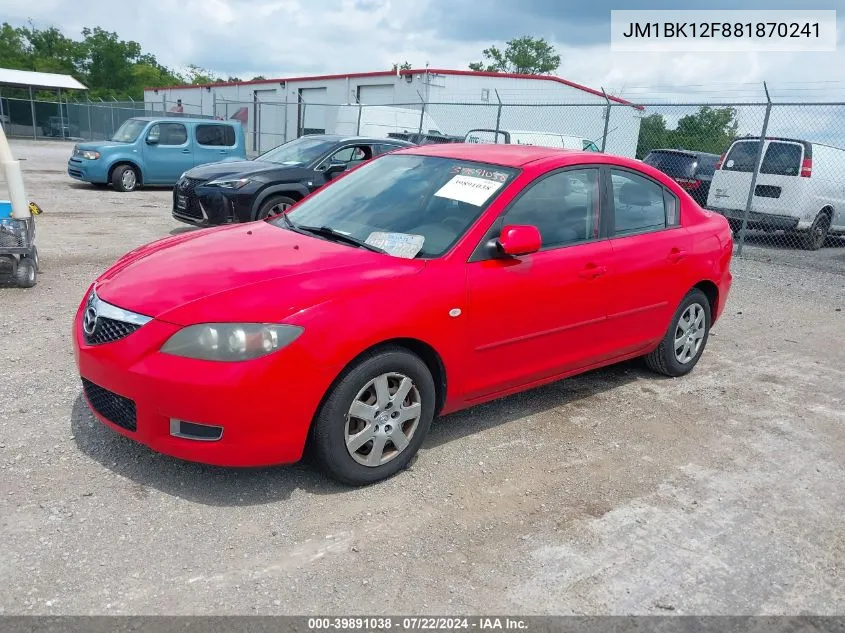 JM1BK12F881870241 2008 Mazda Mazda3 I Sport