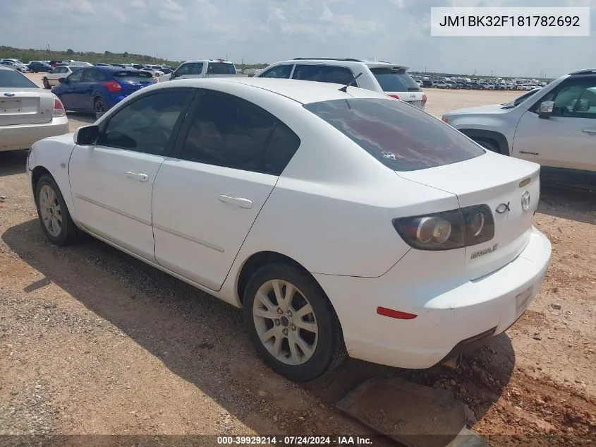 2008 Mazda Mazda3 I VIN: JM1BK32F181782692 Lot: 39929214