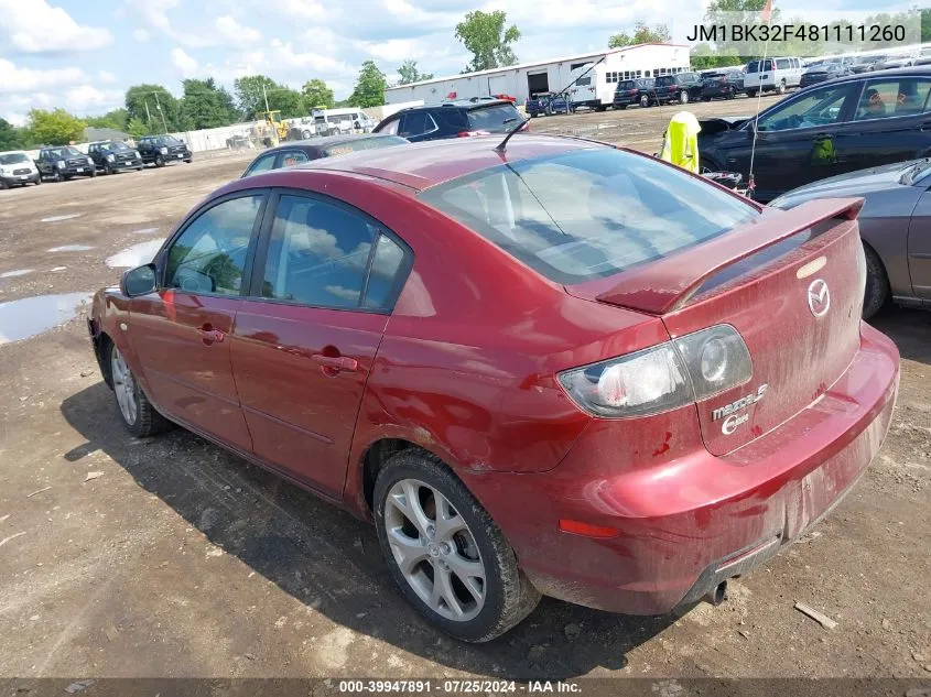 2008 Mazda Mazda3 I Touring Value VIN: JM1BK32F481111260 Lot: 39947891