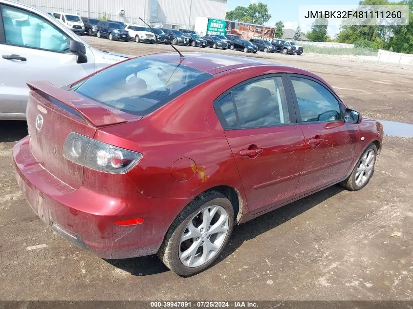 2008 Mazda Mazda3 I Touring Value VIN: JM1BK32F481111260 Lot: 39947891