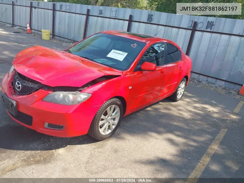 2008 Mazda Mazda3 I VIN: JM1BK32F881862197 Lot: 39968683