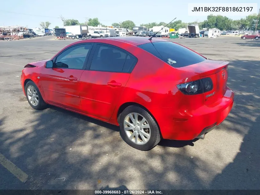 2008 Mazda Mazda3 I VIN: JM1BK32F881862197 Lot: 39968683