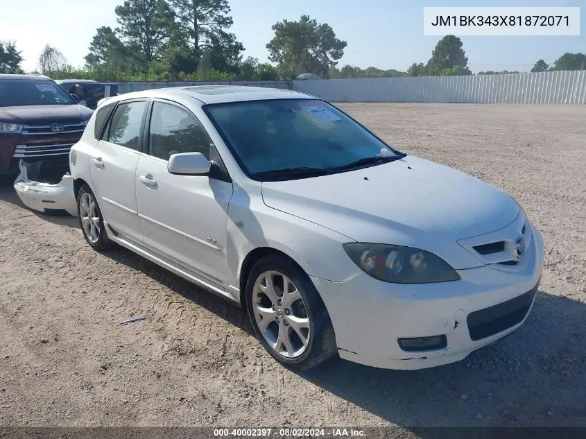 2008 Mazda Mazda3 S Touring VIN: JM1BK343X81872071 Lot: 40002397