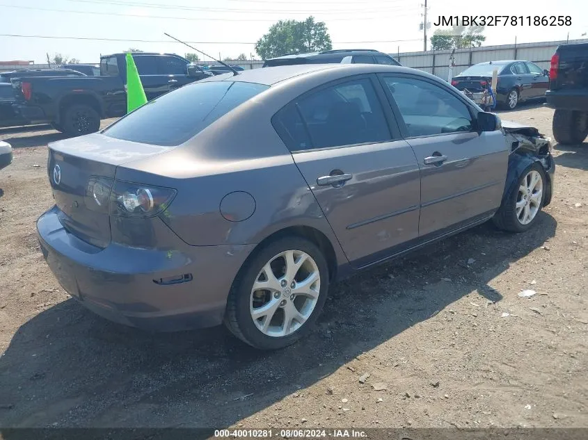 2008 Mazda Mazda3 I Touring Value VIN: JM1BK32F781186258 Lot: 40010281