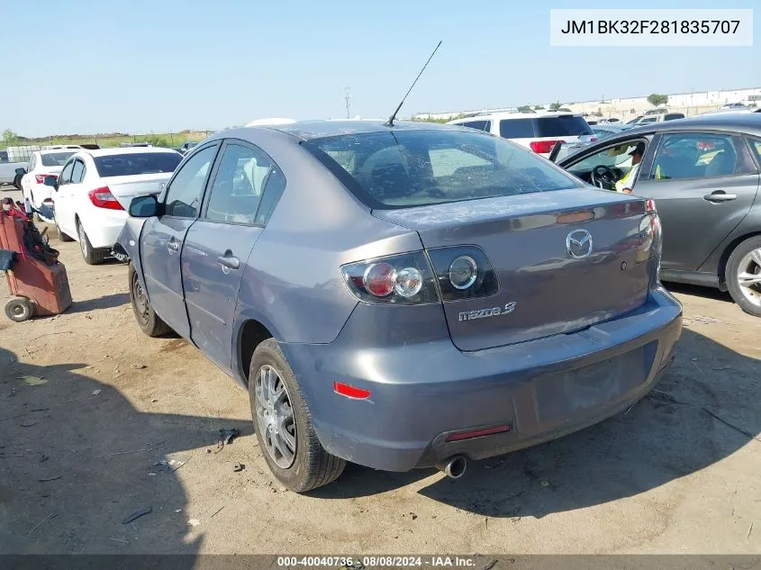 JM1BK32F281835707 2008 Mazda Mazda3 I Sport