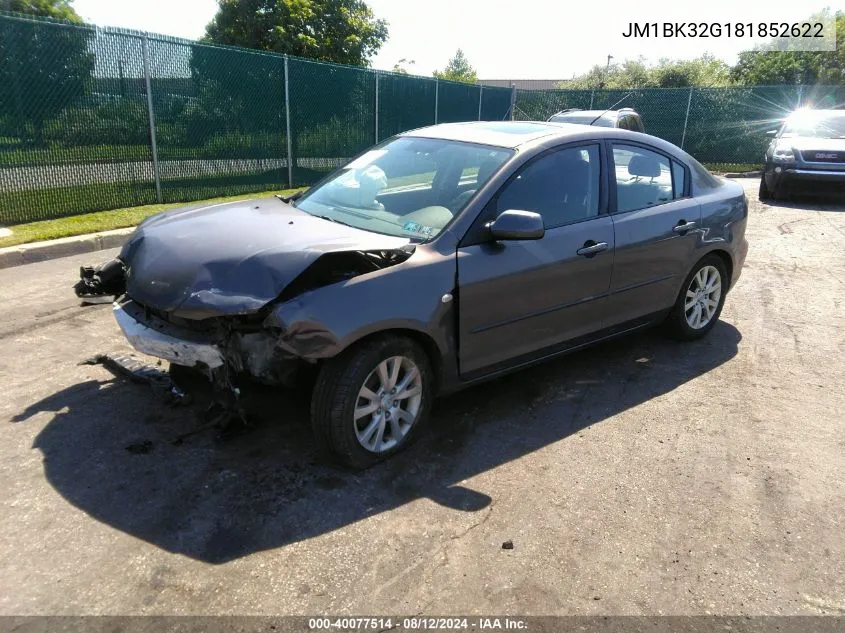 2008 Mazda Mazda3 I VIN: JM1BK32G181852622 Lot: 40077514