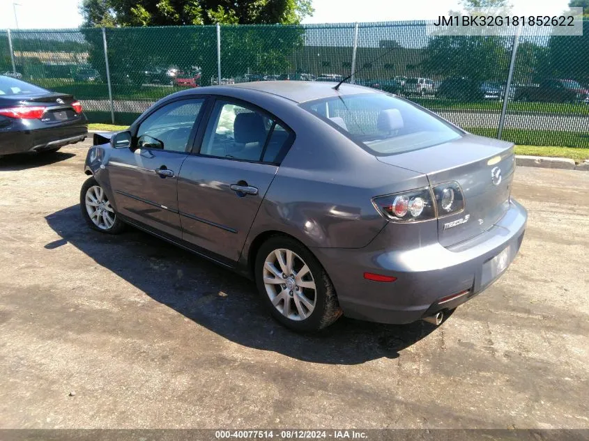 2008 Mazda Mazda3 I VIN: JM1BK32G181852622 Lot: 40077514