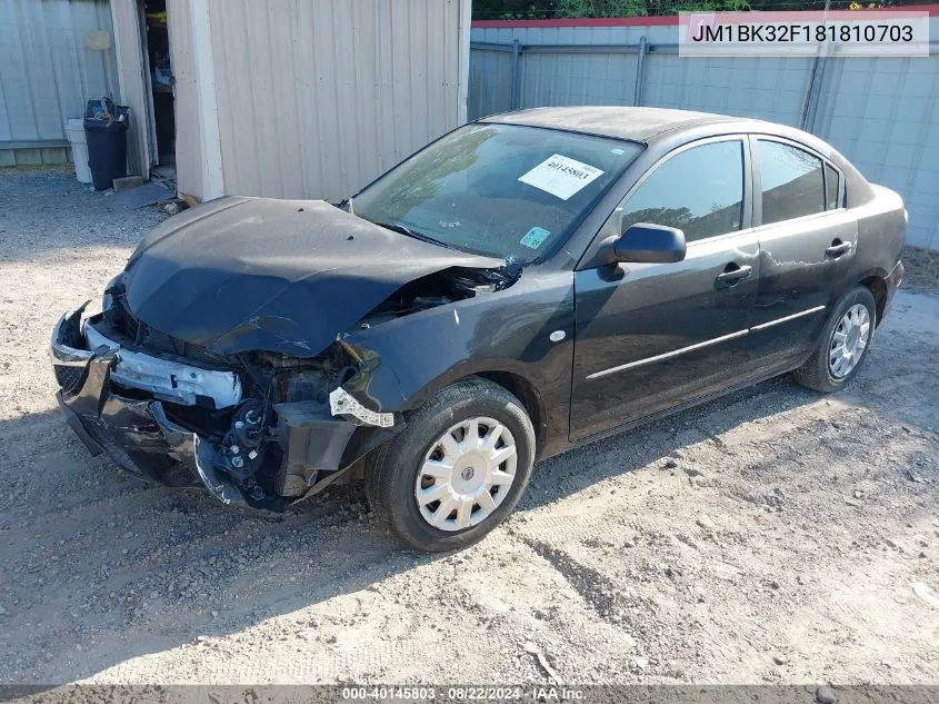 2008 Mazda Mazda3 I VIN: JM1BK32F181810703 Lot: 40145803