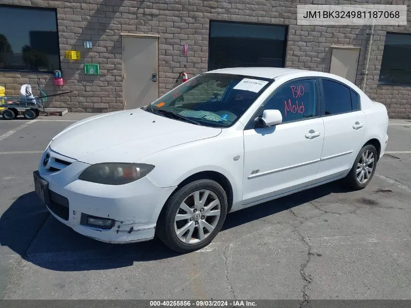 2008 Mazda Mazda3 S Sport VIN: JM1BK324981187068 Lot: 40255856