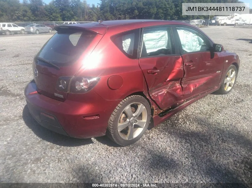 JM1BK344481118737 2008 Mazda Mazda3 S Sport