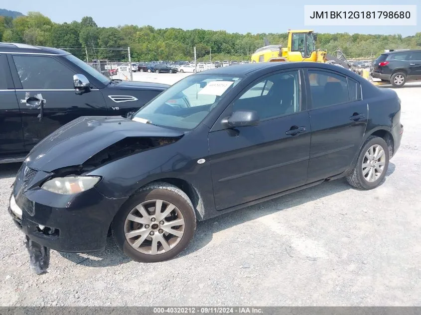 2008 Mazda Mazda3 I VIN: JM1BK12G181798680 Lot: 40320212