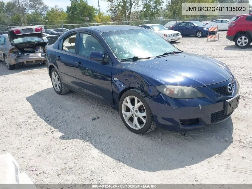 2008 Mazda Mazda3 I Touring Value VIN: JM1BK32G481135020 Lot: 40324624