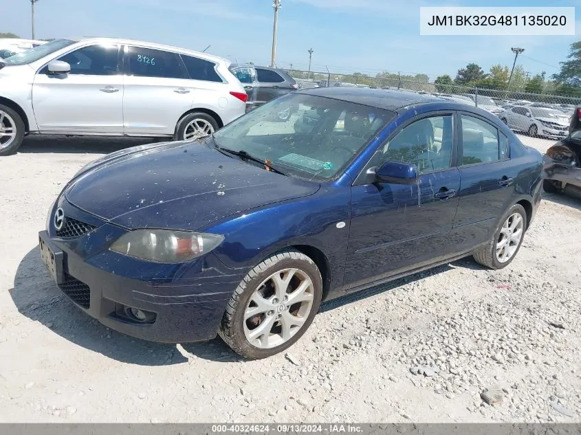 2008 Mazda Mazda3 I Touring Value VIN: JM1BK32G481135020 Lot: 40324624