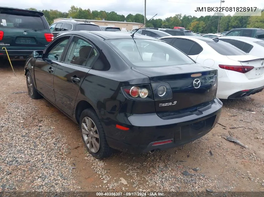 2008 Mazda Mazda3 I VIN: JM1BK32F081828917 Lot: 40356307