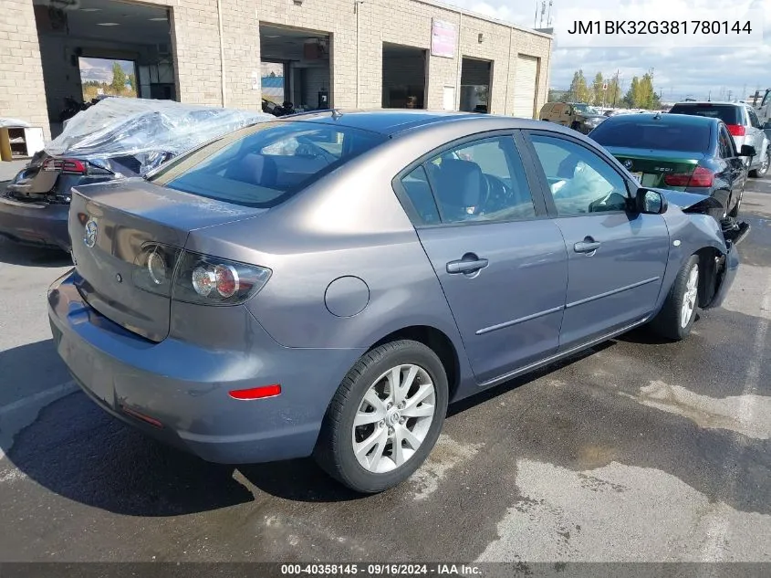 2008 Mazda Mazda3 I VIN: JM1BK32G381780144 Lot: 40358145