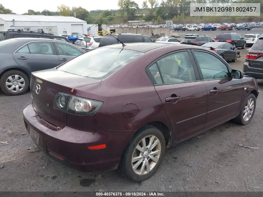 2008 Mazda 3 I VIN: JM1BK12G981802457 Lot: 40376375