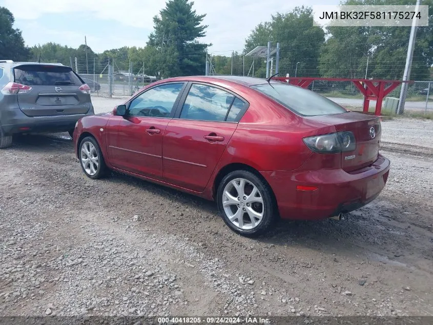 2008 Mazda Mazda3 I Touring Value VIN: JM1BK32F581175274 Lot: 40418205