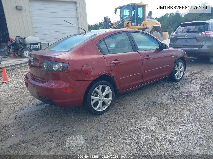 2008 Mazda Mazda3 I Touring Value VIN: JM1BK32F581175274 Lot: 40418205