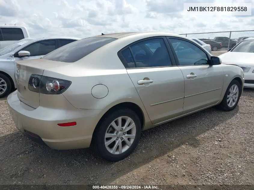 2008 Mazda Mazda3 I VIN: JM1BK12F881829558 Lot: 40428355