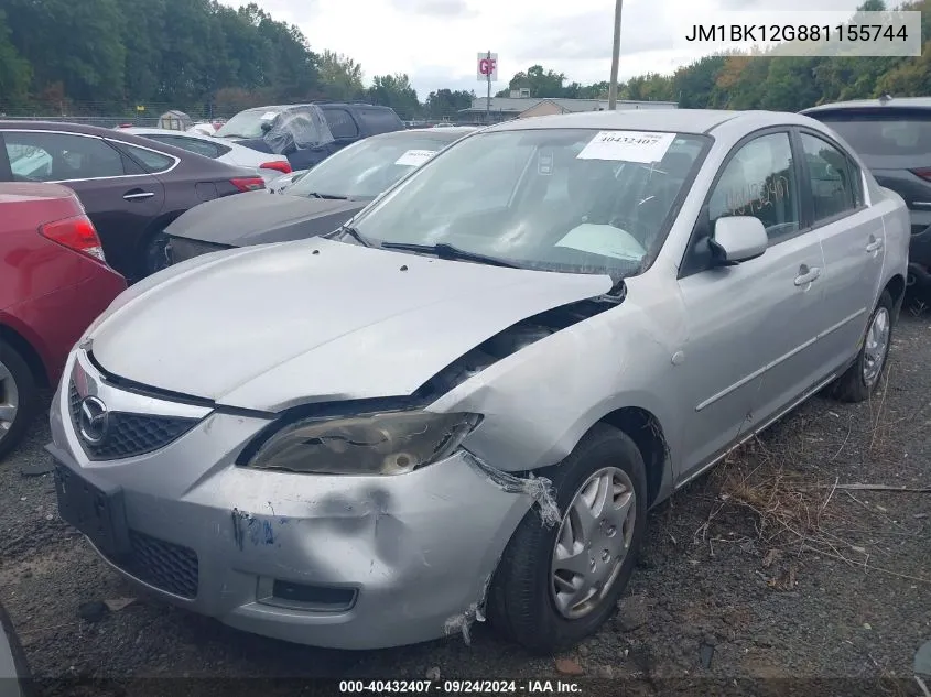 2008 Mazda Mazda3 I Sport VIN: JM1BK12G881155744 Lot: 40432407