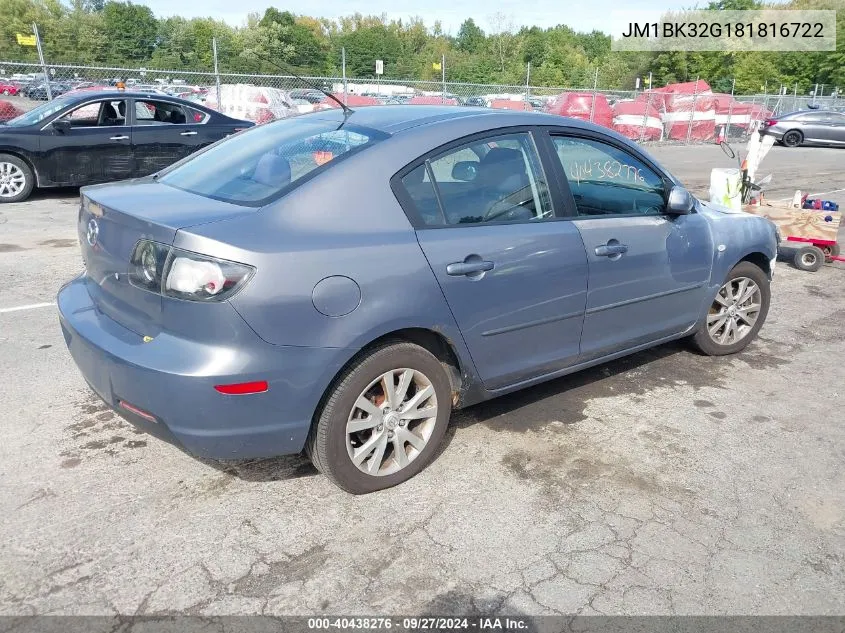 2008 Mazda Mazda3 I VIN: JM1BK32G181816722 Lot: 40438276