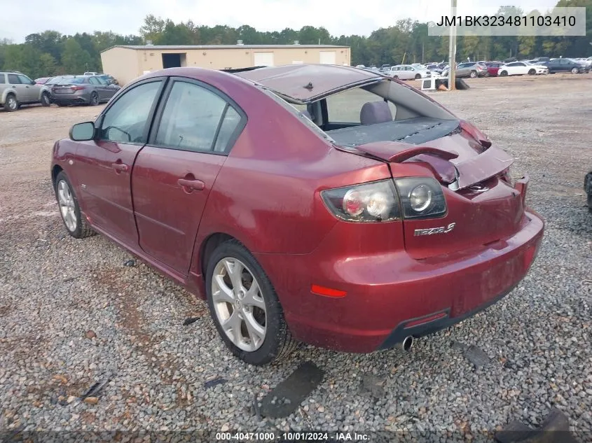 2008 Mazda Mazda3 S Touring VIN: JM1BK323481103410 Lot: 40471000