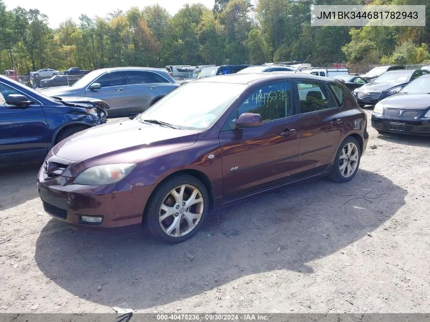 2008 Mazda Mazda3 S Sport VIN: JM1BK344681782943 Lot: 40475236