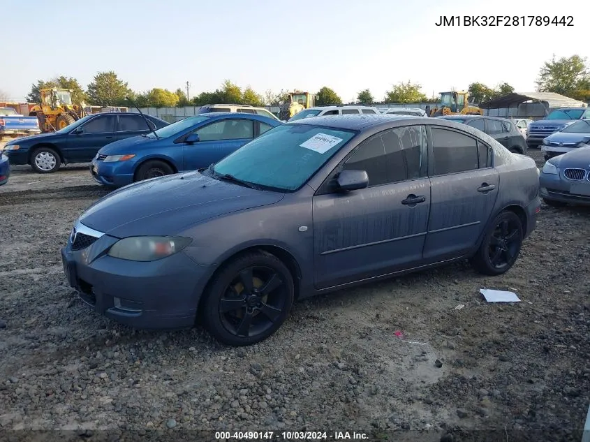 2008 Mazda Mazda3 I Sport VIN: JM1BK32F281789442 Lot: 40490147