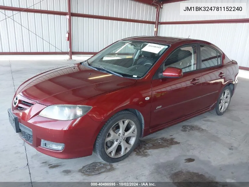 2008 Mazda Mazda3 S Touring VIN: JM1BK324781152240 Lot: 40498595