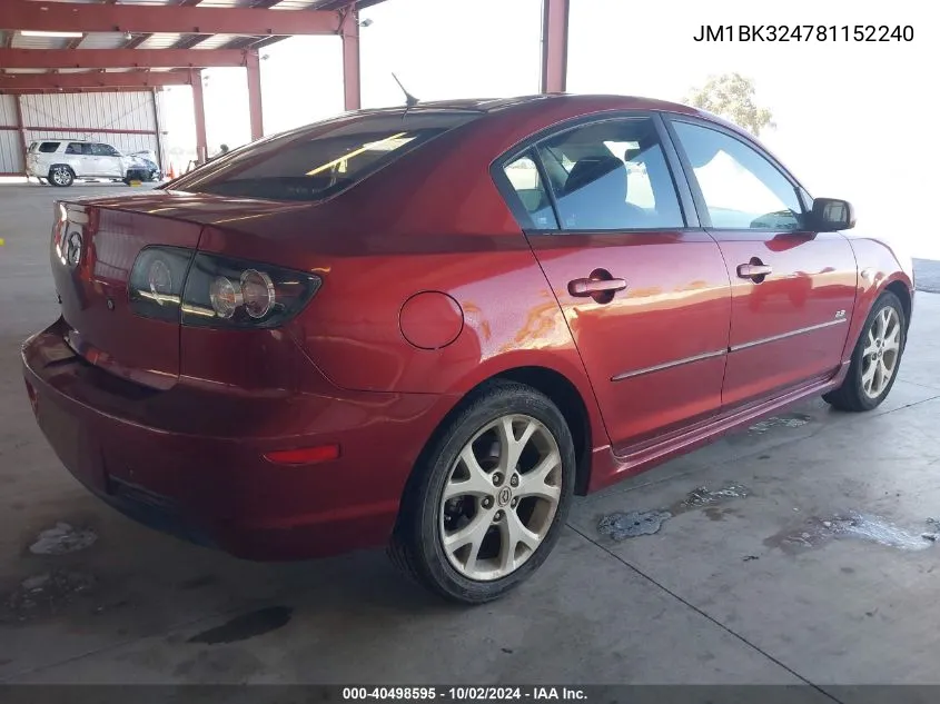 JM1BK324781152240 2008 Mazda Mazda3 S Touring