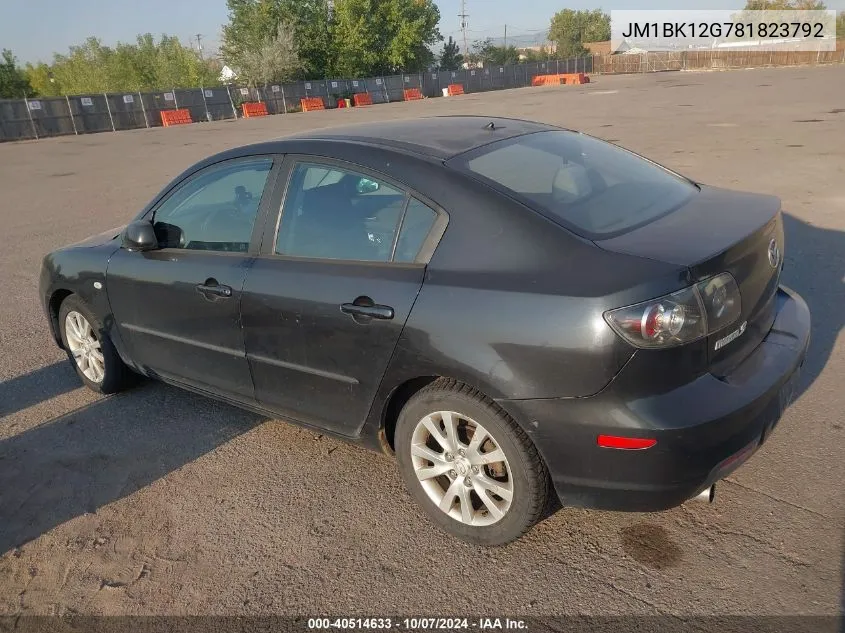 2008 Mazda 3 I VIN: JM1BK12G781823792 Lot: 40514633