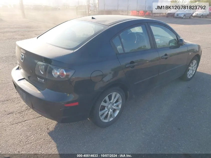 2008 Mazda 3 I VIN: JM1BK12G781823792 Lot: 40514633