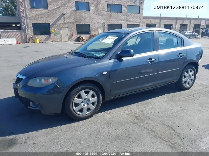 2008 Mazda Mazda3 I Sport VIN: JM1BK12G881170874 Lot: 40519804