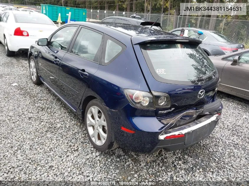 2008 Mazda Mazda3 S Sport VIN: JM1BK344381154631 Lot: 40520179