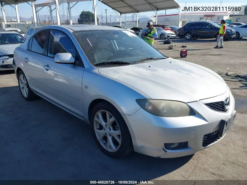 JM1BK32G281115980 2008 Mazda 3 I