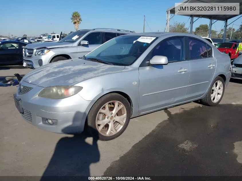 JM1BK32G281115980 2008 Mazda 3 I